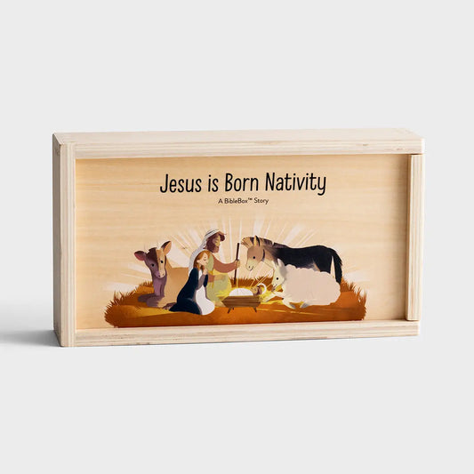 Jesus Is Born Biblebox Nativity Set, Feathered Farmhouse