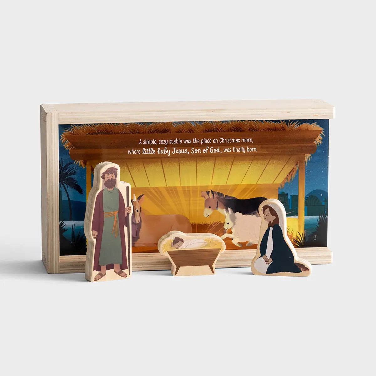 Jesus Is Born Biblebox Nativity Set, Feathered Farmhouse