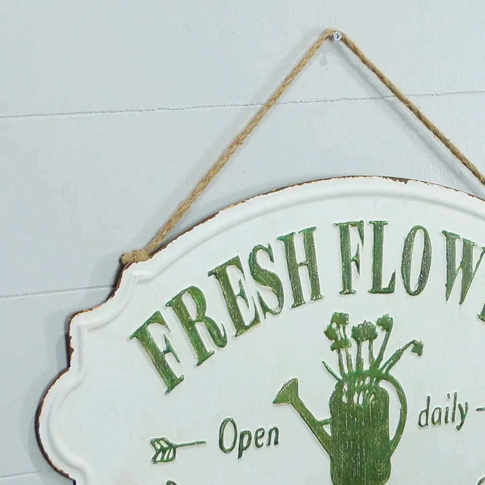 Metal Fresh Flowers Sign, The Feathered Farmhouse