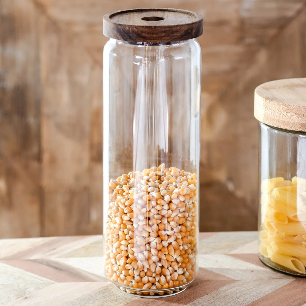 Glass Jar w/ Acacia Wood Lid, The Feathered Farmhouse