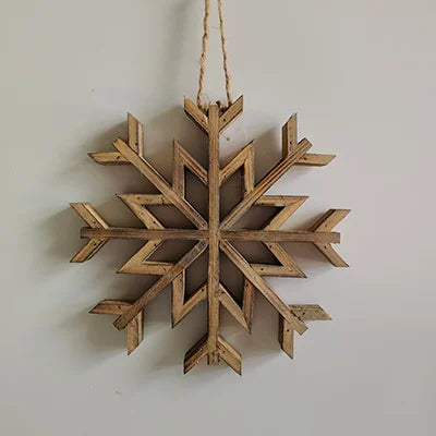Wood Snowflake Ornament, Feathered Farmhouse