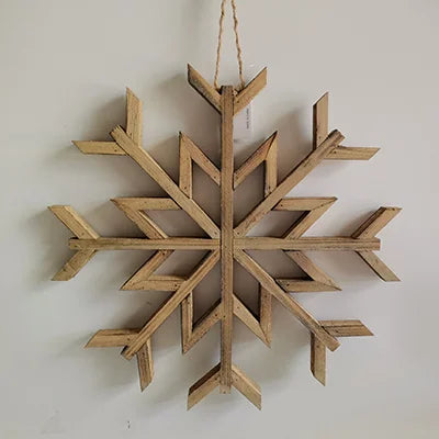 Wood Snowflake Ornament, Feathered Farmhouse