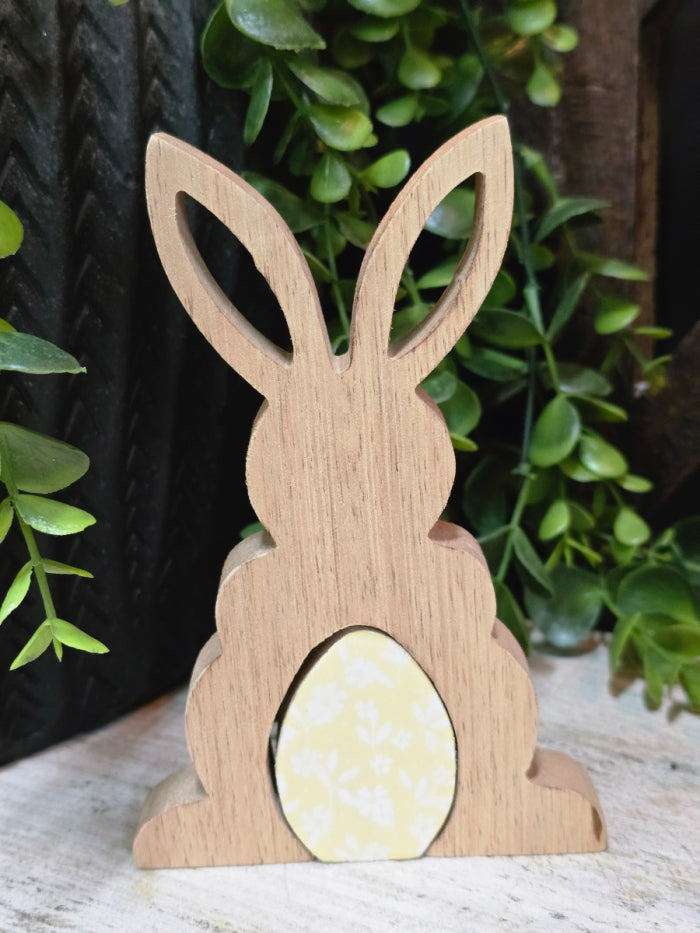 Wooden Bunny Cutout, Feathered Farmhouse