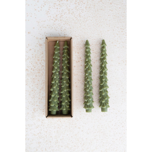 Cedar Green Tree Taper Candle, Feathered Farmhouse