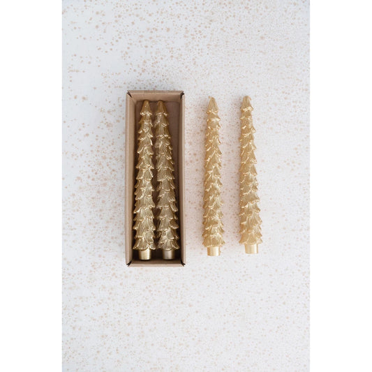 Gold Tree Taper Candle, Feathered Farmhouse