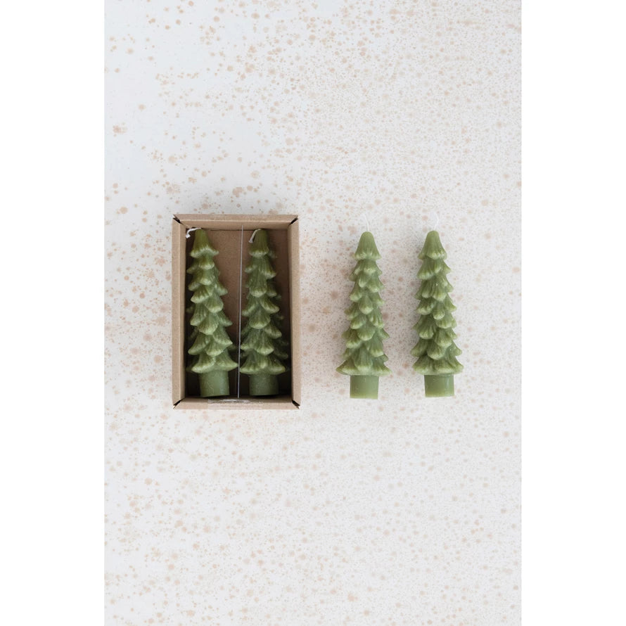 Cedar Green Tree Taper Candle, Feathered Farmhouse