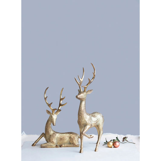Gold Resin Deer, Feathered Farmhouse