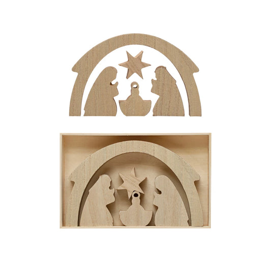 Wood Nativity Set, The Feathered Farmhouse