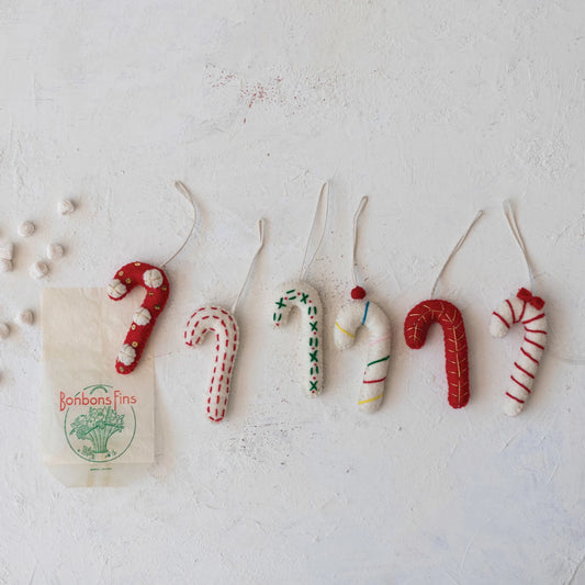 Felt Candy Cane Ornaments, The Feathered Farmhouse