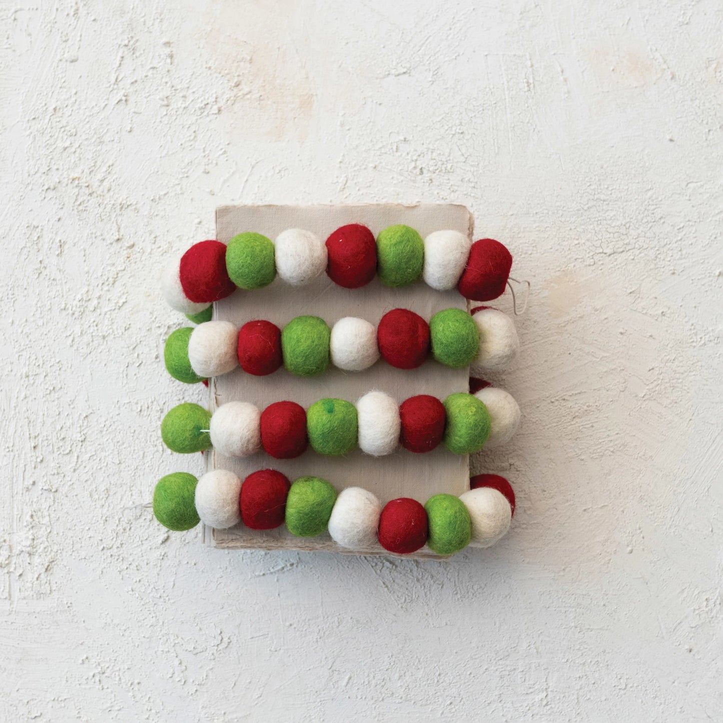 Handmade Wool Felt Ball Garland, Feathered Farmhouse