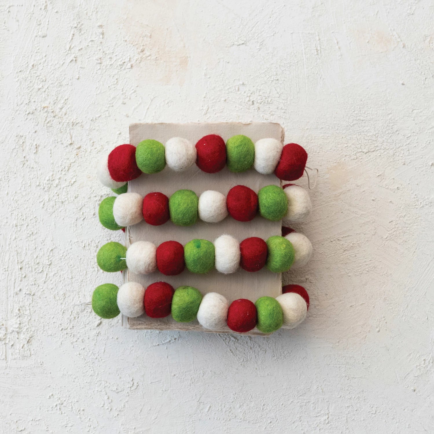 Handmade Wool Felt Ball Garland, Feathered Farmhouse