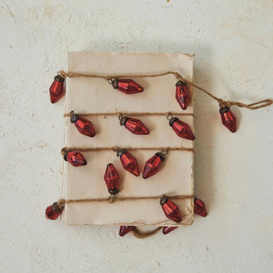 Red Mercury Glass Ornament Garland, The Feathered Farmhouse