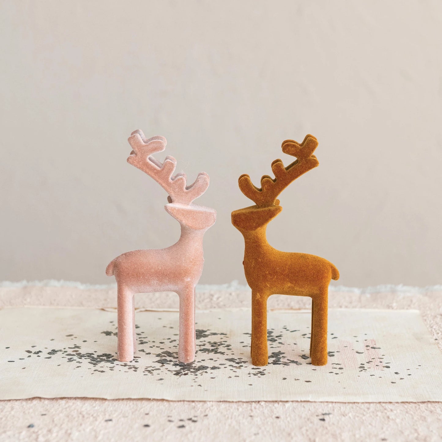 Flocked Plastic Reindeer, The Feathered Farmhouse