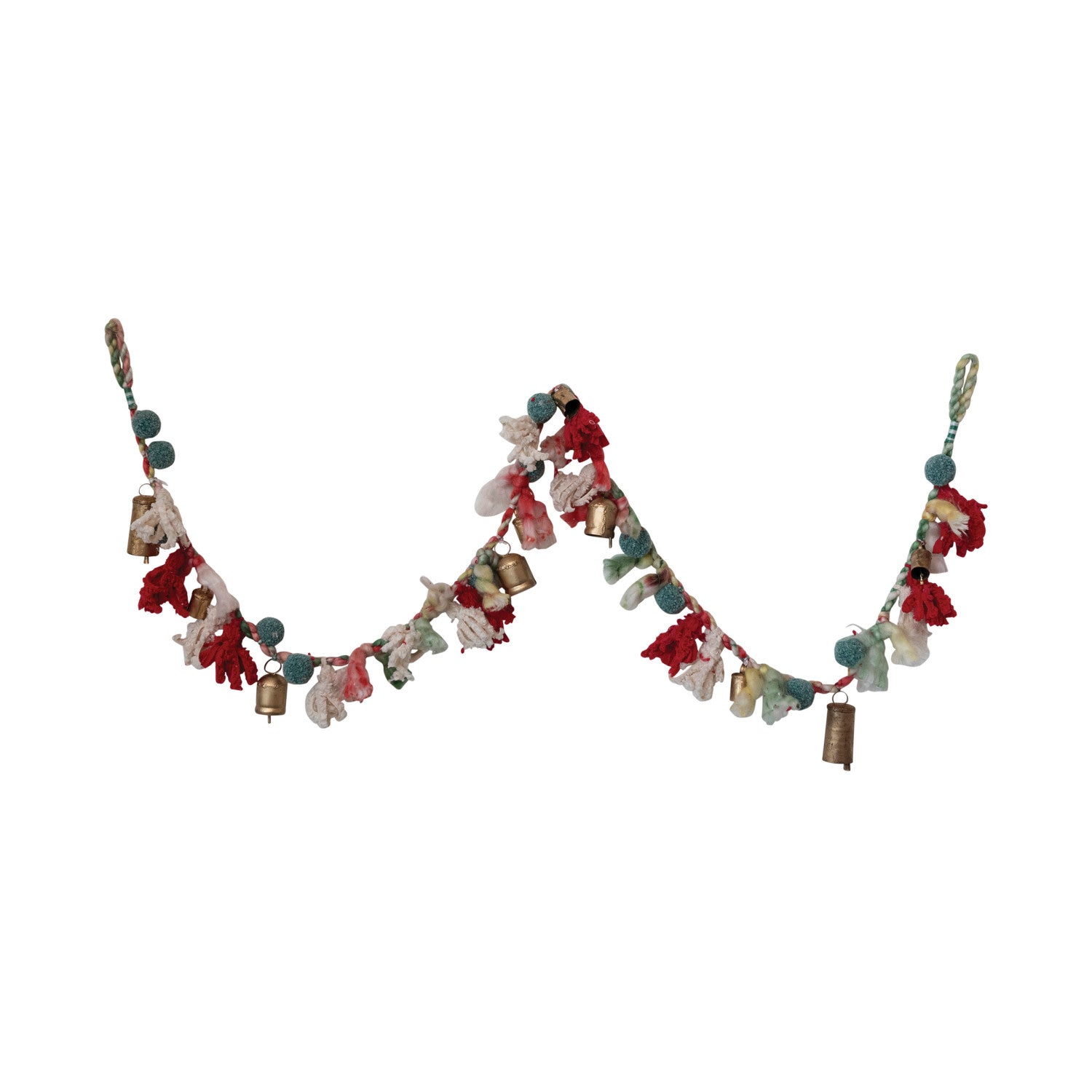 Pom Pom + Metal Bell Garland, Feathered Farmhouse