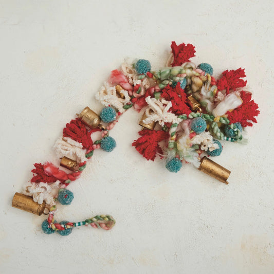 Pom Pom + Metal Bell Garland, Feathered Farmhouse