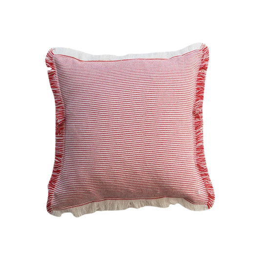 Square Woven Cotton Pillow, Feathered Farmhouse
