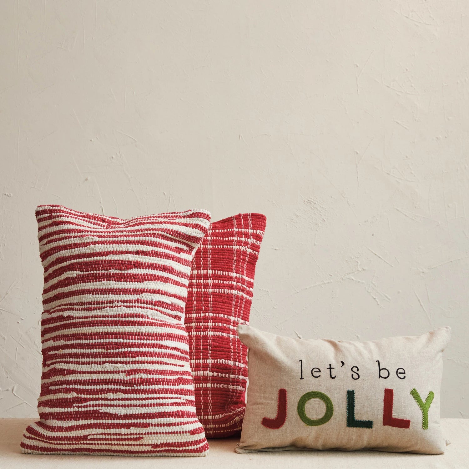 Hand-Woven Recycled Cotton Chindi Lumbar Pillow, Feathered Farmhouse