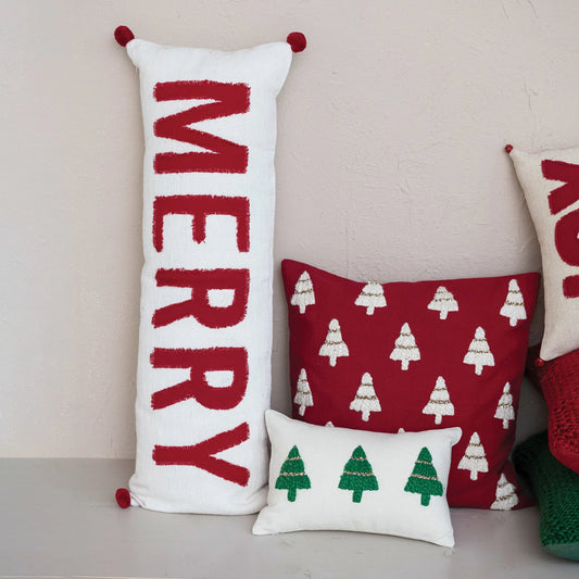 Woven Cotton Lumbar Pillow "Merry", Feathered Farmhouse
