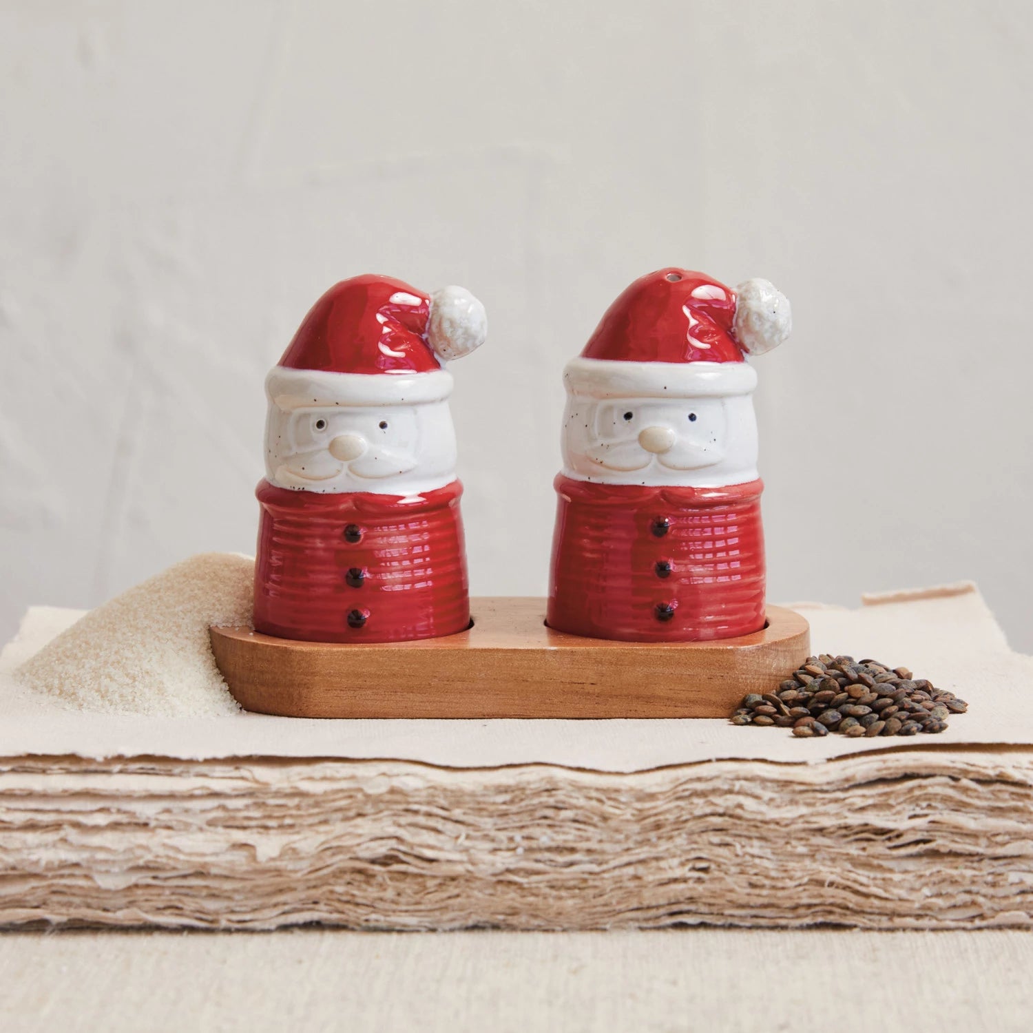 Stoneware Santa Salt + Pepper Shakers, The Feathered Farmhouse