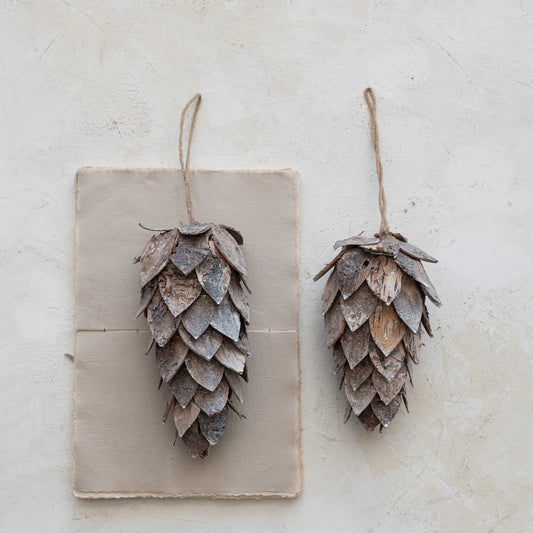 Birch Bark Pine Cone Ornament, The Feathered Farmhouse