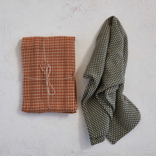 Woven Cotton Dobby Tea Towels, Feathered Farmhouse