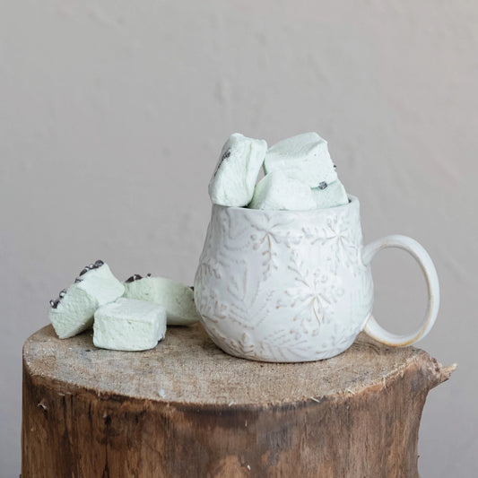 Snowflake Embossed Stoneware Mug, The Feathered Farmhouse