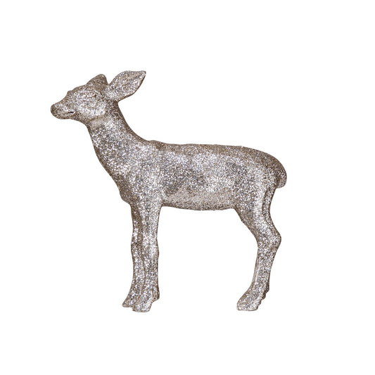 Silver Glitter Resin Deer, Feathered Farmhouse