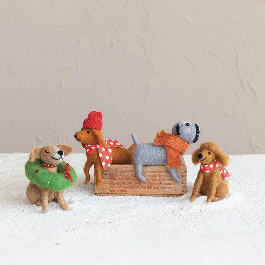 Wool Felt Christmas Dogs, The Feathered Farmhouse