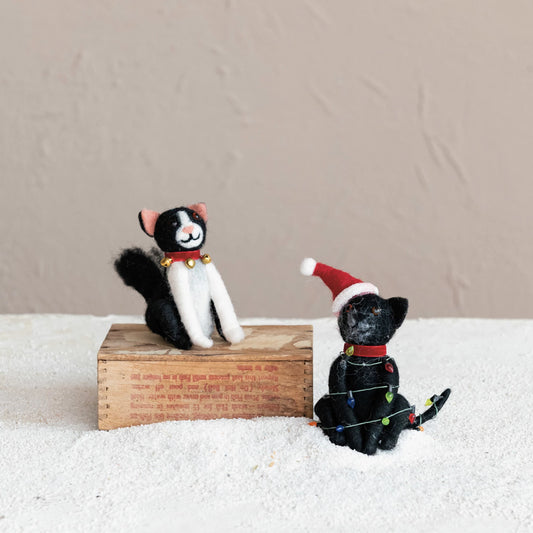 Wool Felt Christmas Cat, The Feathered Farmhouse