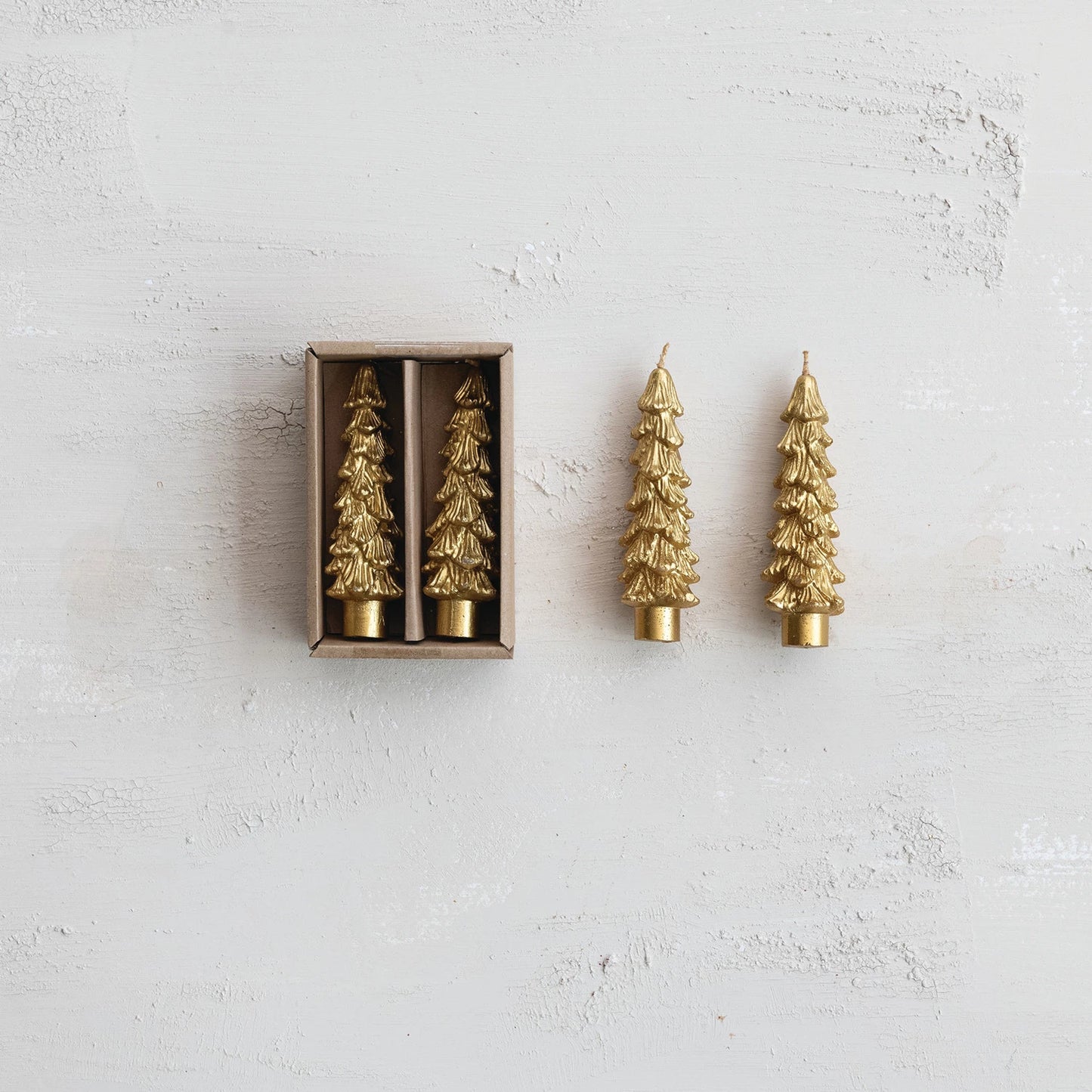Gold Tree Taper Candle, Feathered Farmhouse