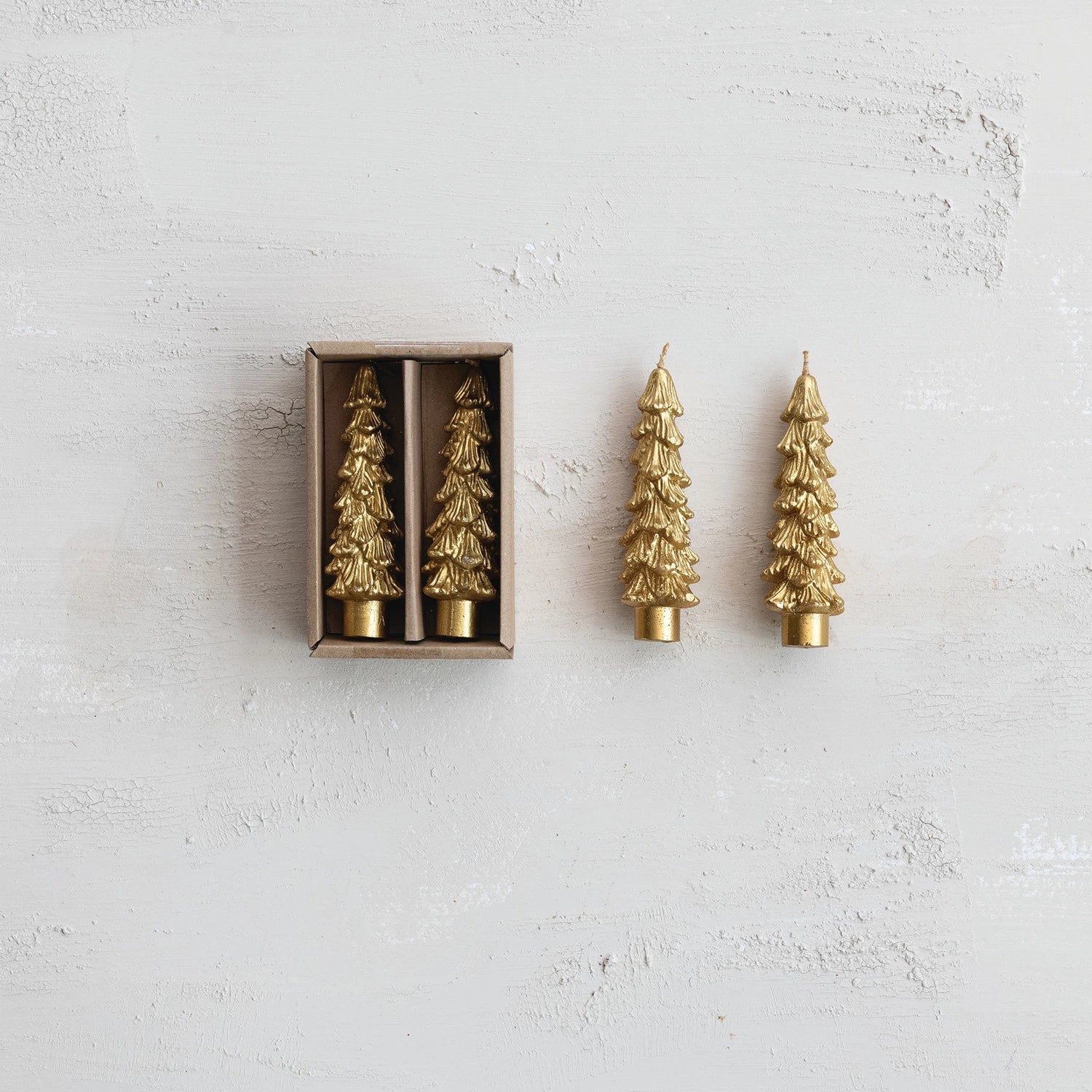 Gold Tree Taper Candle, Feathered Farmhouse
