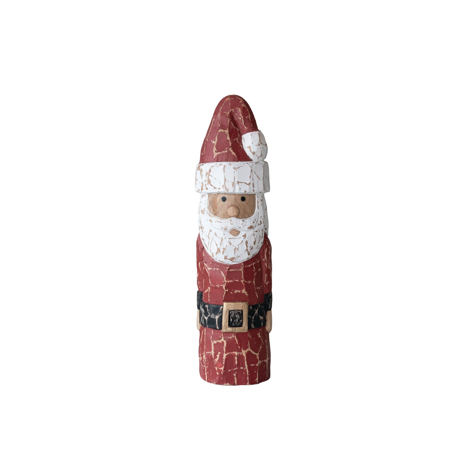Handmade Mango Wood Santa, Feathered Farmhouse