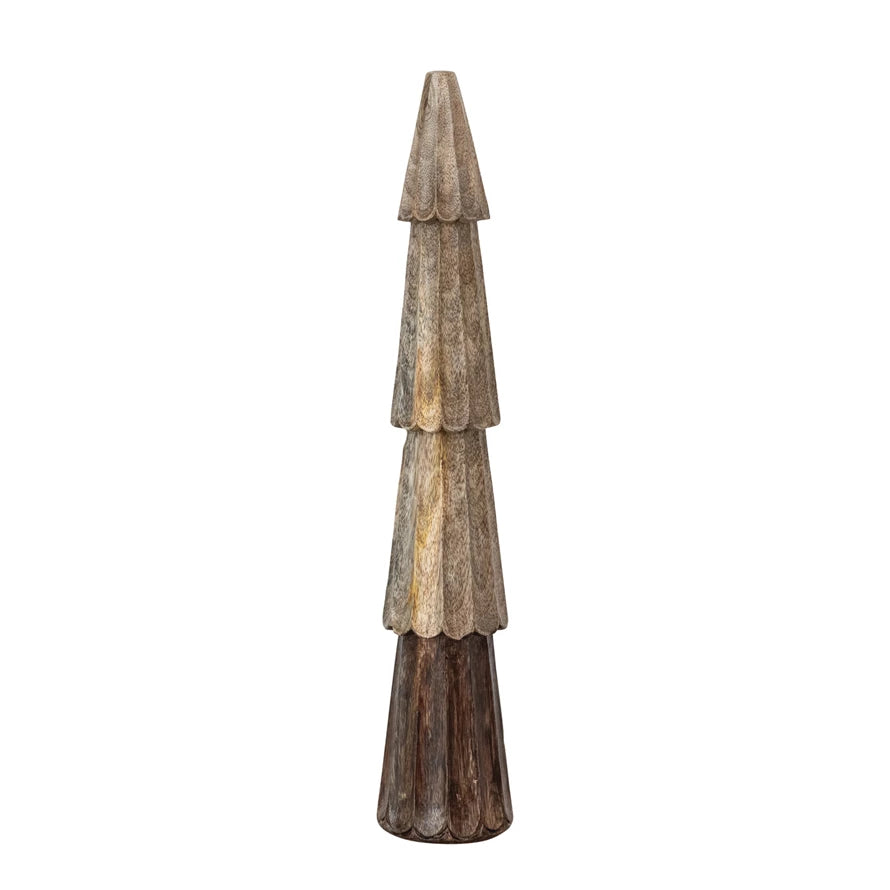 Carved Mango Wood Tree, Feathered Farmhouse