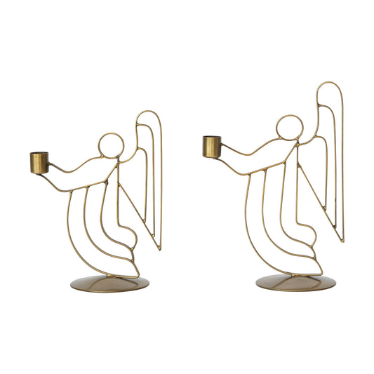 Metal Angel Taper Holders, Feathered Farmhouse