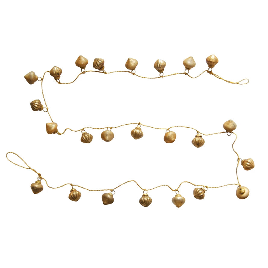 Ornament Garland with Gold Cord, Feathered Farmhouse