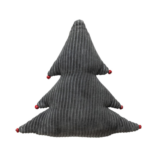 Corduroy Tree Pillow with Metal Jingle Bells, Feathered Farmhouse