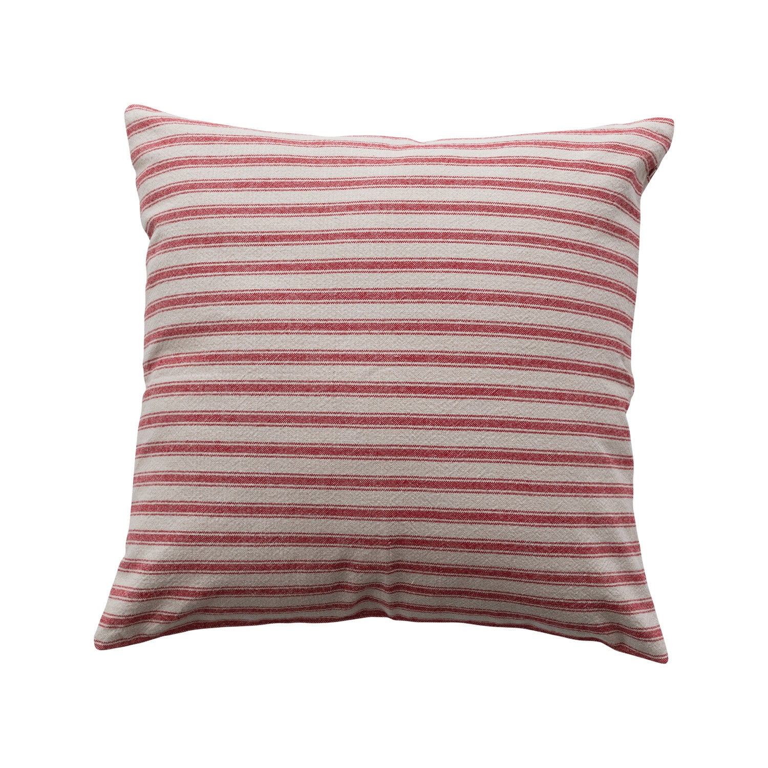20" Square Woven Cotton Striped Pillow, Feathered Farmhouse