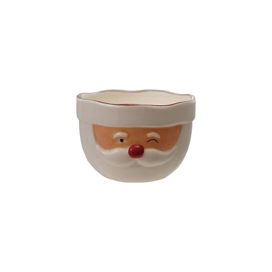Stoneware Santa Bowl, Feathered Farmhouse