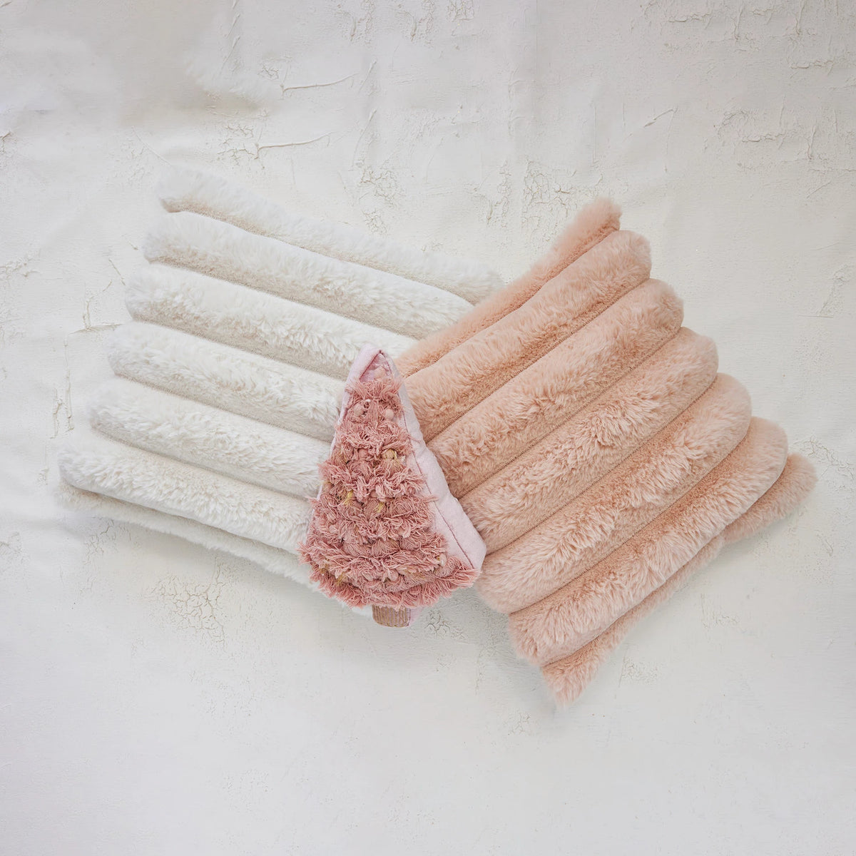 Cream Faux Fur Pillow, Feathered Farmhouse