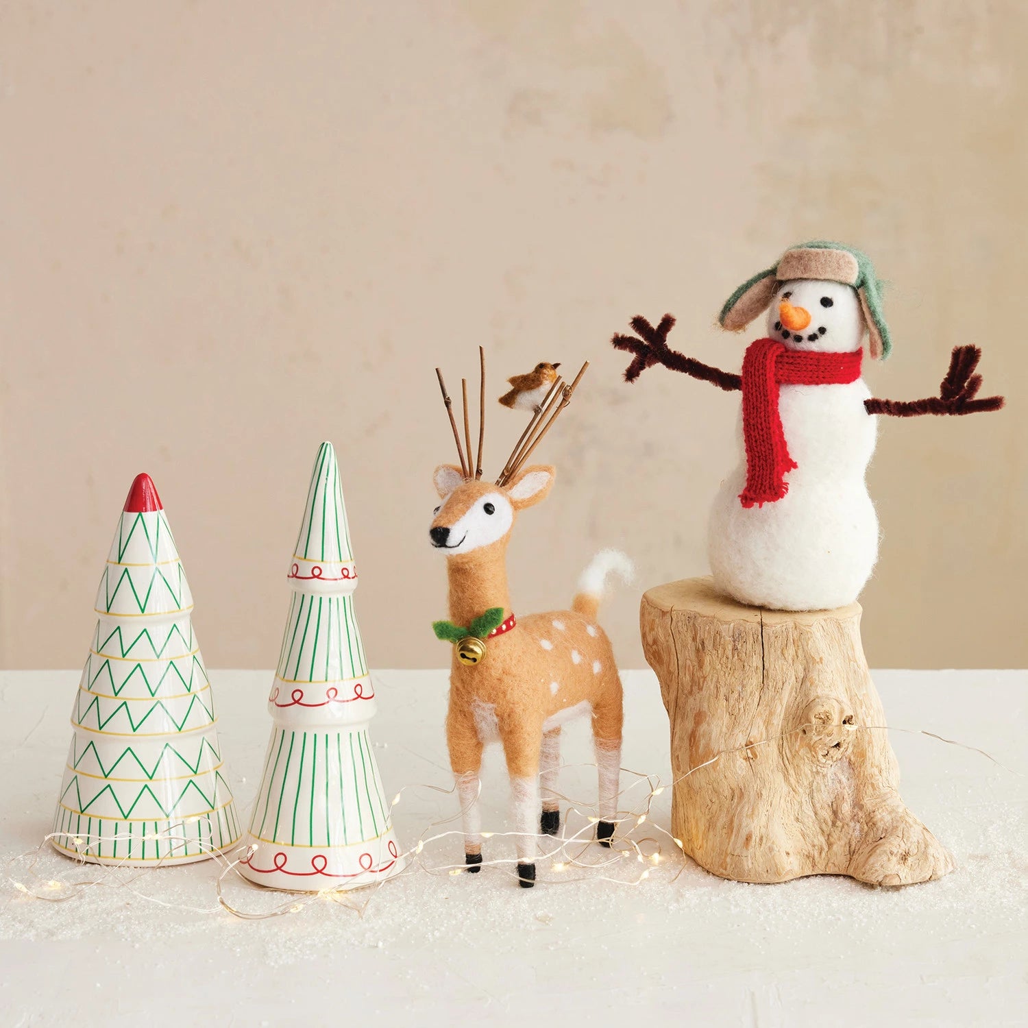 Ceramic Tree with Pattern, Feathered Farmhouse