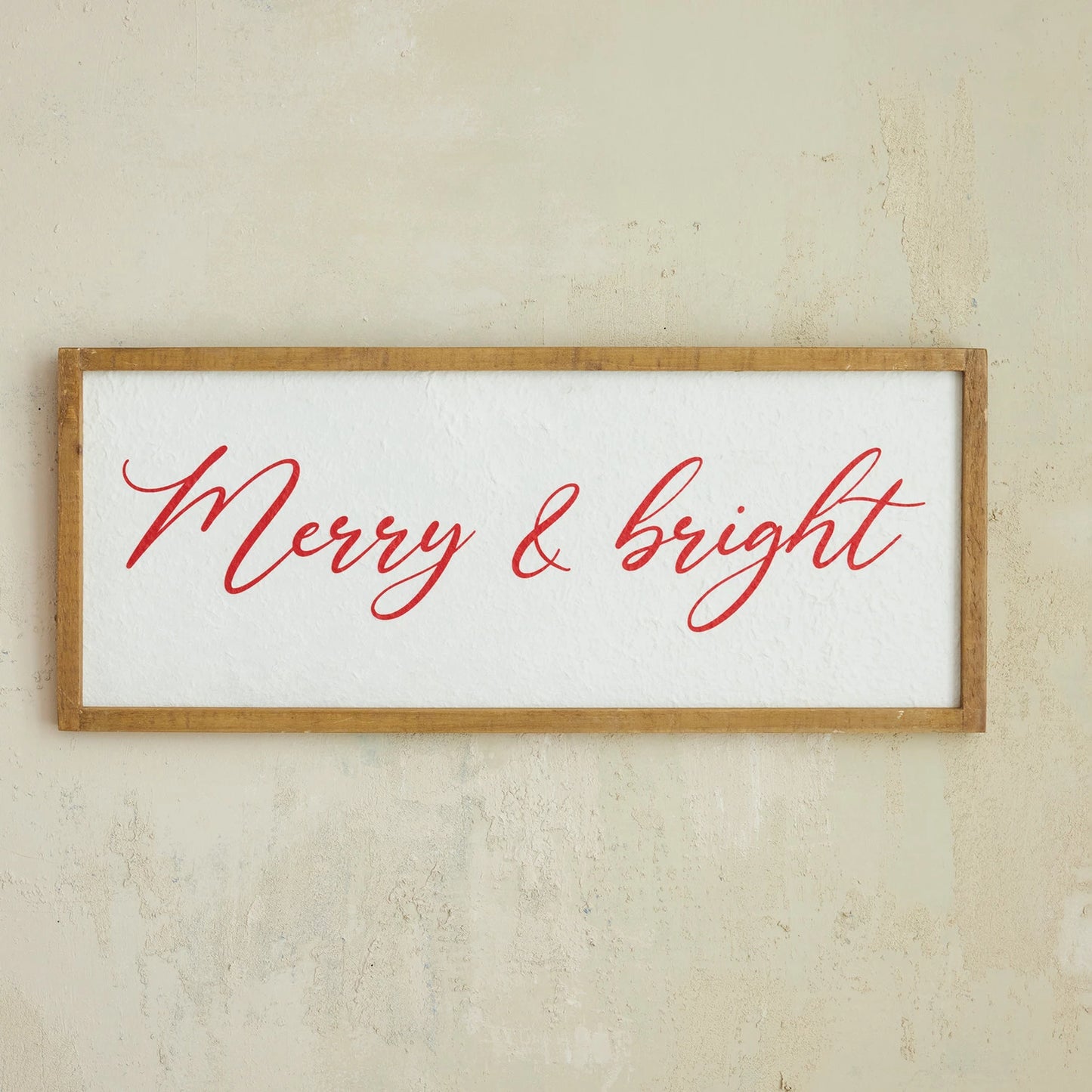 Merry & Bright Wood Framed Textured Paper Wall Decor, Feathered Farmhouse