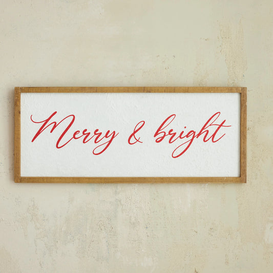 Merry & Bright Wood Framed Textured Paper Wall Decor, Feathered Farmhouse