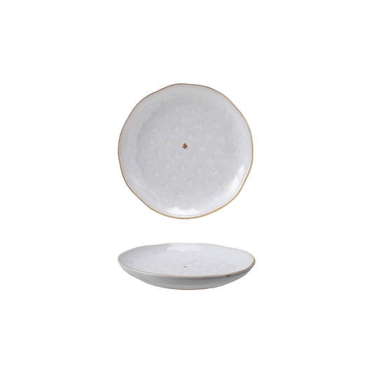 Debossed Stoneware Plate & Gold Electroplating, Feathered Farmhouse