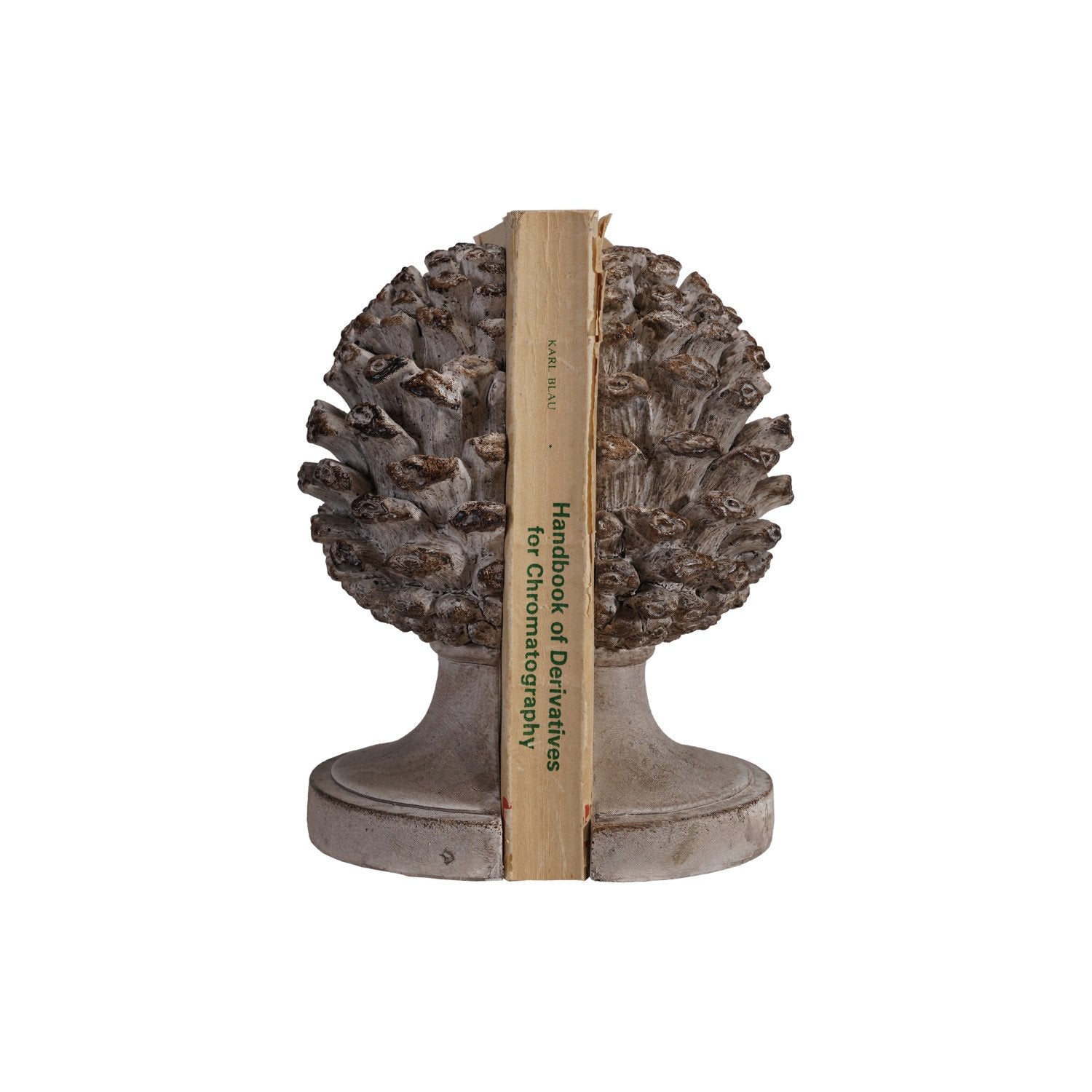 Resin Pinecone Shaped Finial Bookends, Feathered Farmhouse