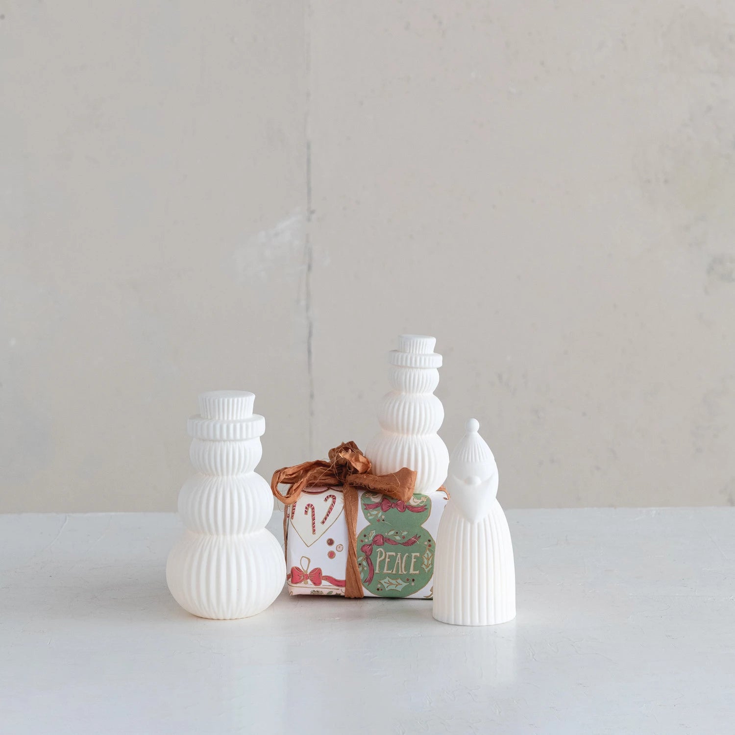 Stoneware Bisque Snowman, Feathered Farmhouse