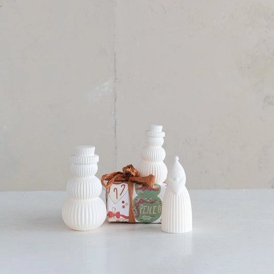 Stoneware Bisque Snowman, Feathered Farmhouse