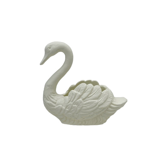 Cast Iron Swan Container Antique White, Feathered Farmhouse