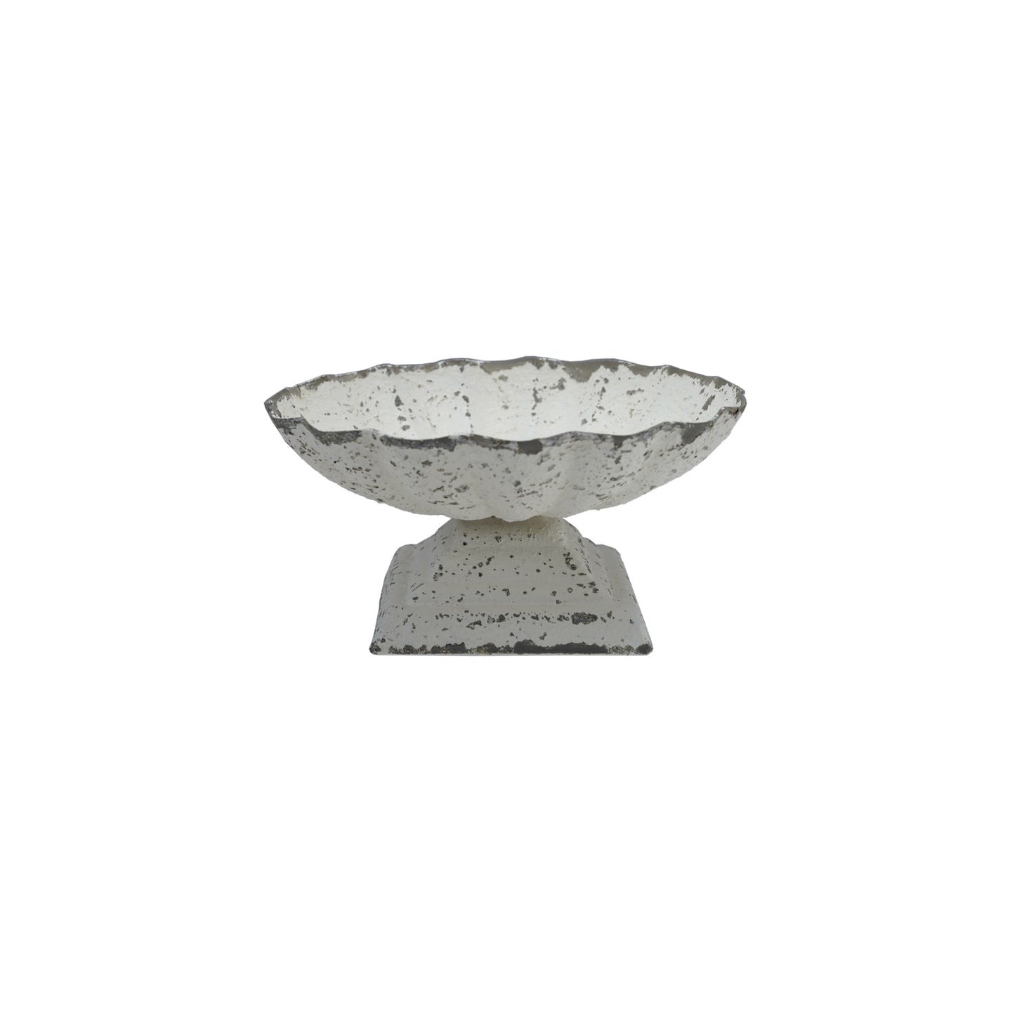 Decorative Painted Cast Iron Scalloped Footed Dish, Feathered Farmhouse