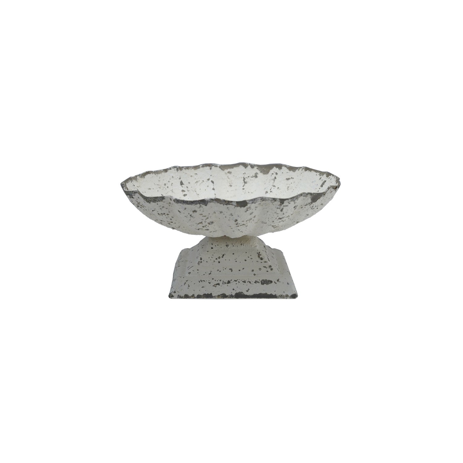 Decorative Painted Cast Iron Scalloped Footed Dish, Feathered Farmhouse