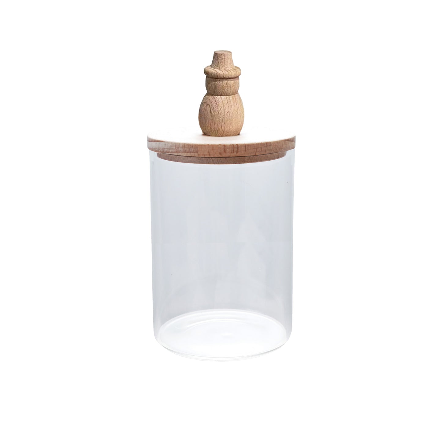 Glass Canister with Wood Lid & Decorative Knob, Feathered Farmhouse
